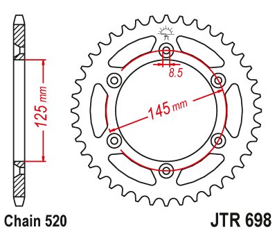 600 W16 TRAIL (1994 - 1997) steel rear sprocket | JT Sprockets