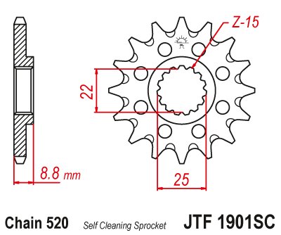 EC 300 2T (2021 - 2023) lightweight self-cleaning front sprocket | JT Sprockets