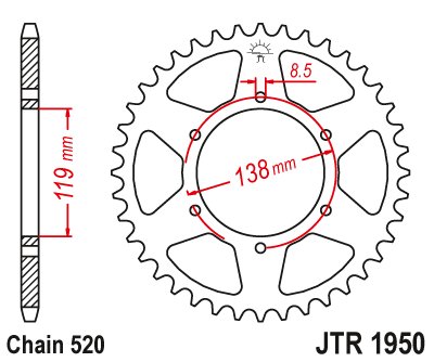 MX 499 (1992 - 1995) steel rear sprocket | JT Sprockets