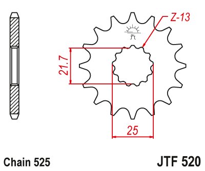 GT 650 NAKED COMET (2004 - 2015) front sprocket 17tooth pitch 525 jtf52017 | JT Sprockets