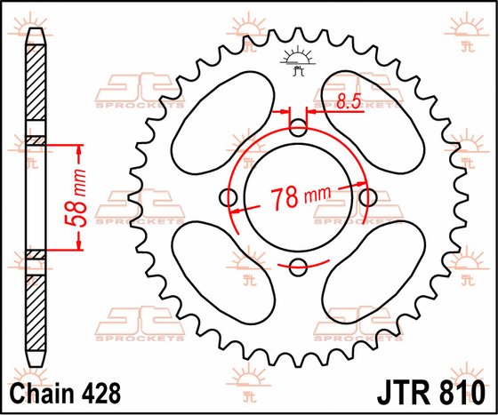 XRX 125 (1999 - 2014) rear sprocket 42 tooth pitch 428 jtr81042 | JT Sprockets