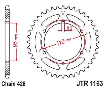 125 SXT (1983 - 1987) steel rear sprocket | JT Sprockets