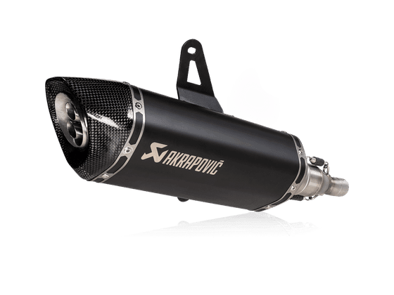 DRAGSTER 125 (2020 - 2022) black stainless steel slip-on muffler with carbon end cap | AKRAPOVIC