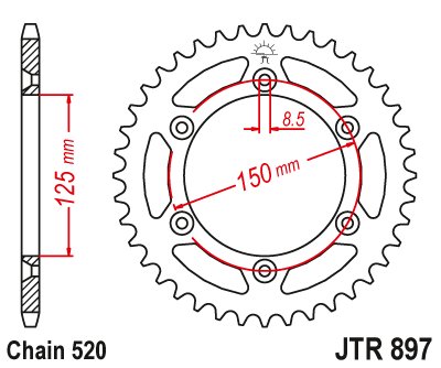 FE 400 (2000 - 2003) rear sprocket 38 tooth pitch 520 jtr89738 | JT Sprockets