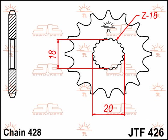 SUPERMOTO 125 DD (2007 - 2014) front sprocket 14tooth pitch 428 jtf42614 | JT Sprockets