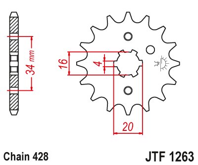 125 RS3 LC (2010 - 2015) front sprocket 16tooth pitch 428 | JT Sprockets