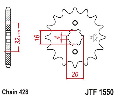 RR 125 AC (2008 - 2020) front sprocket 14 tooth 428 | JT Sprockets