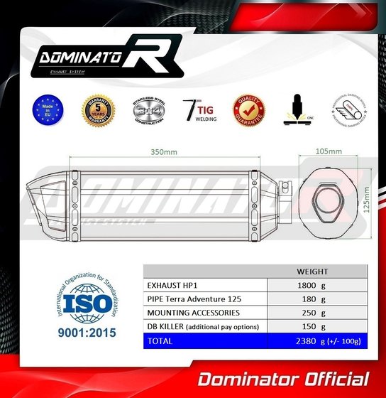 BAJA SENDA 125 (2008 - 2015) exhaust silencer hp1 | Dominator