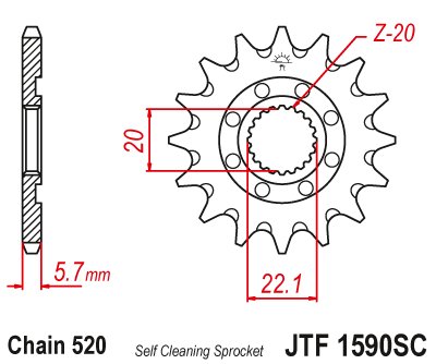 EC 450 F (2013 - 2015) lightweight self-cleaning front sprocket | JT Sprockets