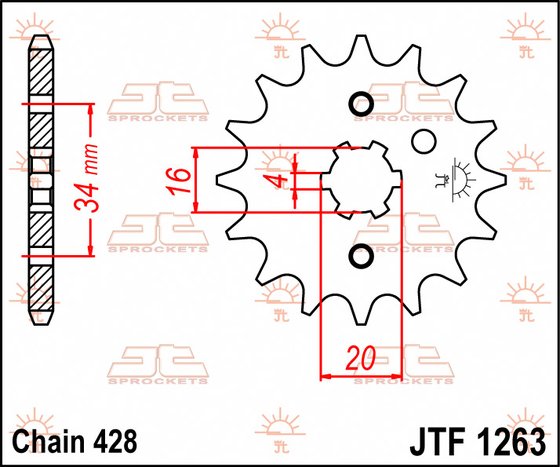 125 X3M (2007 - 2008) front sprocket 16tooth pitch 428 | JT Sprockets