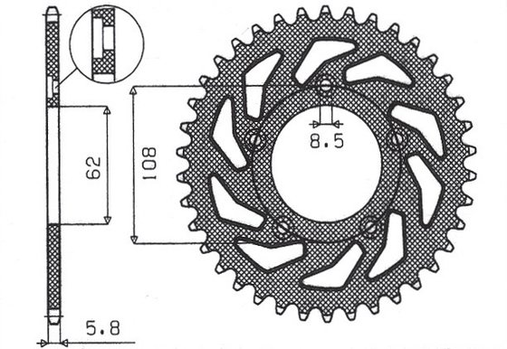 125 SUPERCITY (1992 - 1999) rear steel sprocket - 39 teeth, 520 pitch | SUNSTAR SPROCKETS