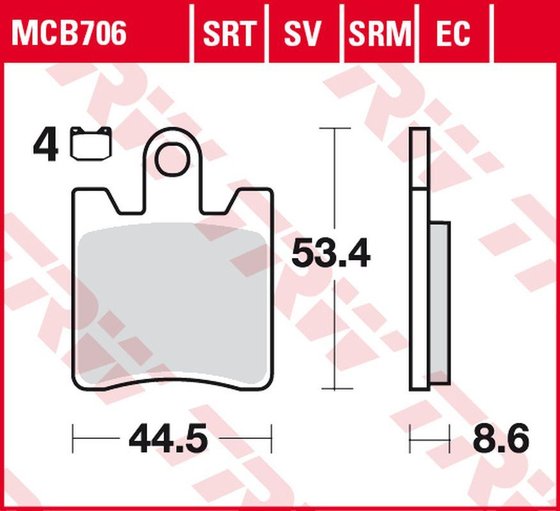 OTELLO 125 (2017 - 2020) srm series sindered scooter brake pads | TRW