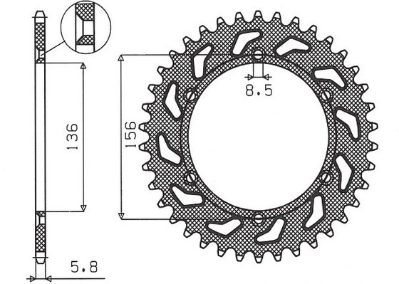 SE R 300 (2014 - 2017) rear steel sprocket - 49 teeth, 520 pitch | SUNSTAR SPROCKETS