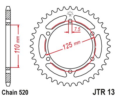 125 SXT (1985 - 1987) plieninė galinė žvaigždutė | JT Sprockets