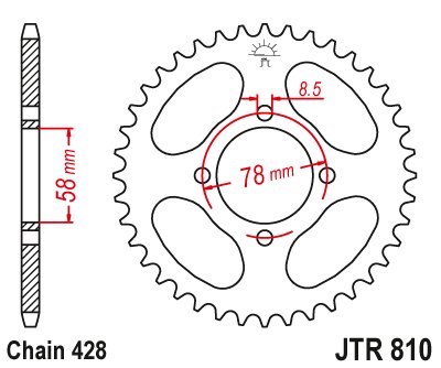 GA 125 CRUISE (1997 - 2001) galinė žvaigždutė 42 danties žingsnis 428 jtr81042 | JT Sprockets