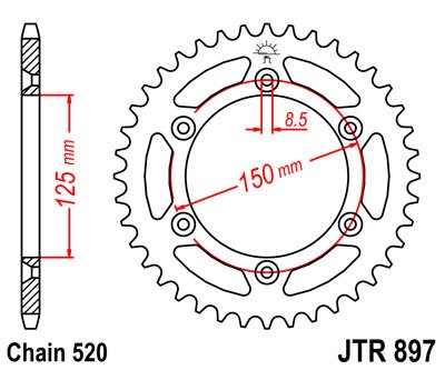 FE 570 (2009 - 2012) galinė žvaigždutė 38 danties žingsnis 520 jtr89738 | JT Sprockets