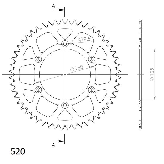 MC 450 F (2021 - 2023) supersprox galinė žvaigždutė alu ral-990:49 black | Supersprox