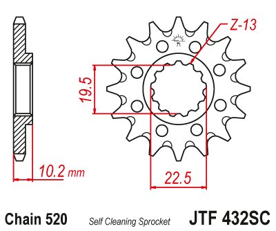 ALP 4.0 (2010 - 2011) priekinė lenktyninė 13 dantukų žvaigždutė 520 jtf43213sc | JT Sprockets