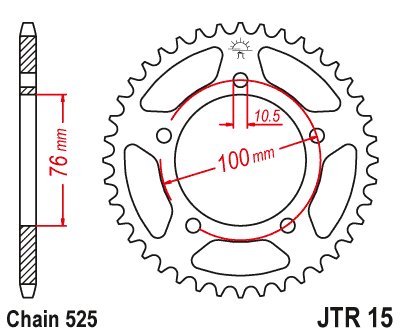 BN 302 R (2018 - 2021) plieninė galinė žvaigždutė | JT Sprockets