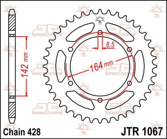 GT 125R (2006 - 2014) plieninė galinė žvaigždutė | JT Sprockets