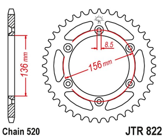 EC 250 2T (2000 - 2018) "racelite" aliuminio galinė lenktyninė žvaigždutė | JT Sprockets