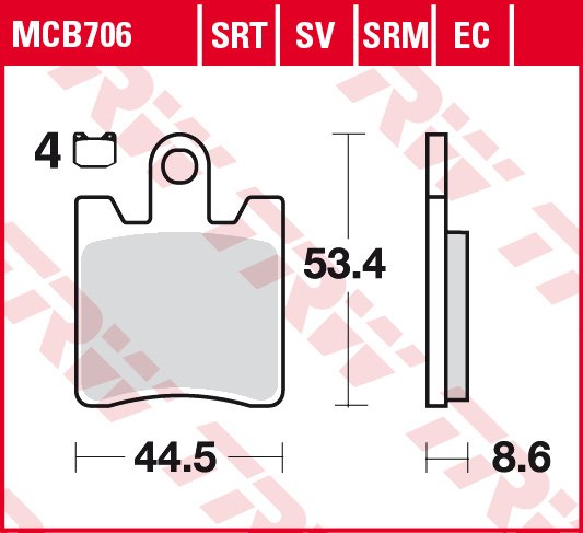 125 S 1 (2007 - 2016) universalios organinės standartinės stabdžių trinkelės | TRW