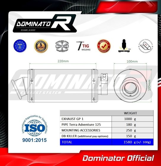 BAJA SENDA 125 (2008 - 2015) exhaust silencer gp1 | Dominator