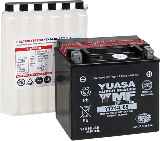 1125 R (2007 - 2011) ytx14l-bs din51214 12v/12ah agm-battery 150x87x145mm | YUASA