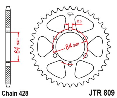 SUPERMOTO 125 DD (2007 - 2008) rear sprocket 53 tooth pitch 428 jtr80953 | JT Sprockets